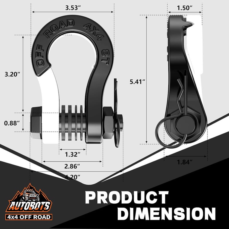 AUTOBOTS Tigertooth D Ring Shackles 45,000lb Break Strength, 3/4”Shackle D Rings Heavy Duty with 7/8 Pin for Tow Strap Winch Offroad Vehicle Recovery Accessories White - Image 5